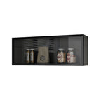 Modern Faux Wood Wall Mounted Display Cabinet with Glass Door