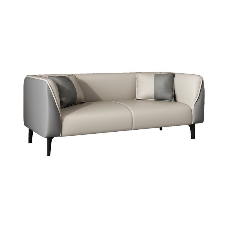 Contemporary Faux Leather Tuxedo Sofa with Water Resistant Design and Foam Seat Cushions