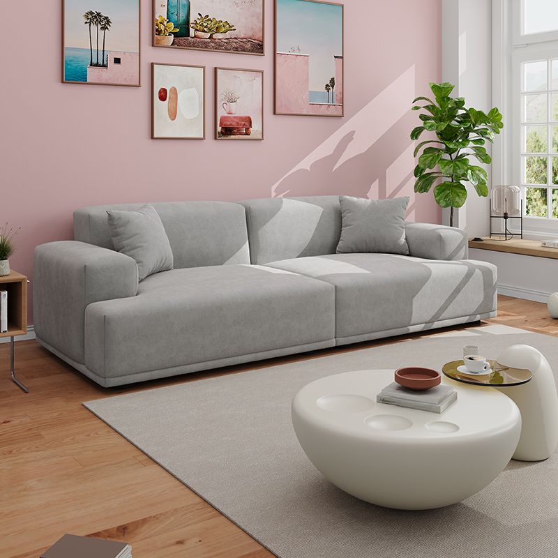 Modish Solid Color Stain Resistant Standard Sofa in Light Gray/Rose/Amber Color, 3-seater/4-seater/5 Person with 2 Pillows