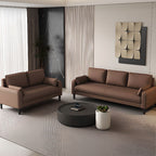Drawing Room Standard Sofa in Pu Leather with Gray/Mocha/Off-White Armrest