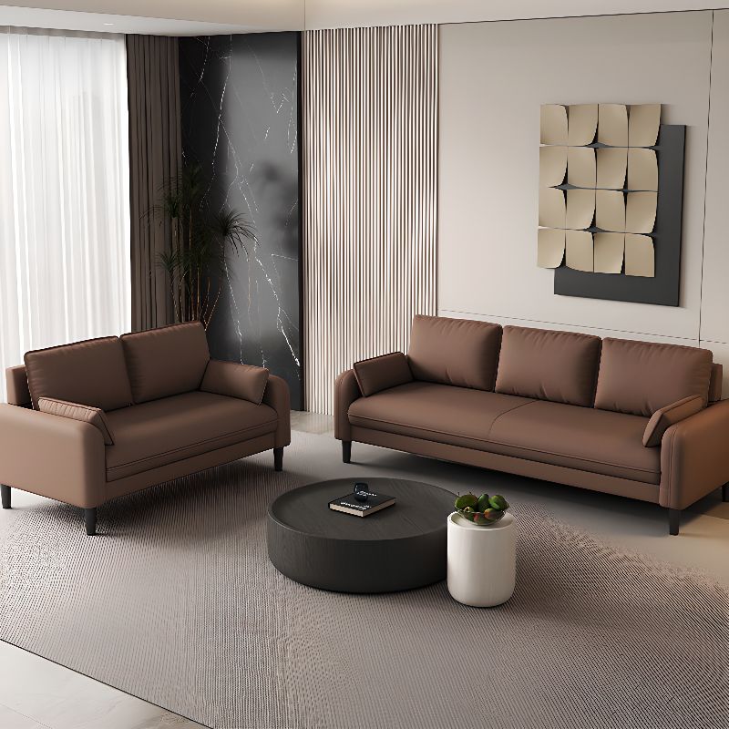 Drawing Room Standard Sofa in Pu Leather with Gray/Mocha/Off-White Armrest