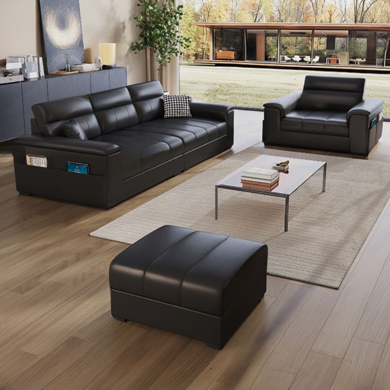 Standard Sofa/Loveseat in Black with Arm and 3 Pillows