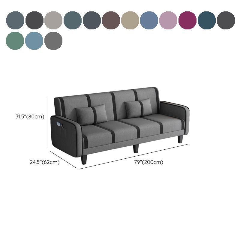 Striped Standard Sofa in Dark Gray/Cerulean/Off-White with Armrest