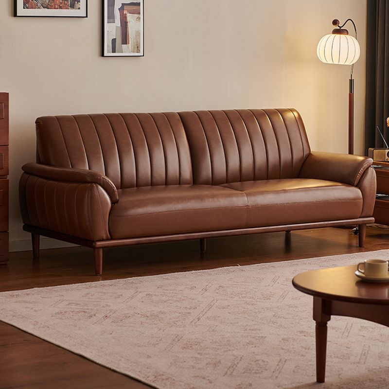 Modern Solid Color Scratch-defiant Leather Standard Sofa/Loveseat/Single Sofa in Black/Emerald Green/Auburn for 2/3/1-seater