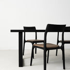 Simplistic Rectangular Dining Table with Ink Ash Wood Top and Fixed Table