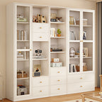 Chalk Rectangular Organizing Shelf with 2-Drawer, 6 Drawers, 5-Drawer, 4 Shelves, 9-Shelf, 6-Shelf in Laminate with Transparent Glass Door and Closed Back