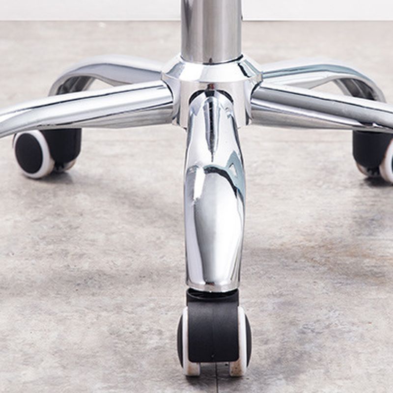 Minimalist Work Stool Moves Up and Down with Mid-Back, Swivel Rollers, and Moveable Design