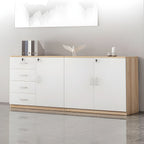 Modern Cabinet Wood Lateral Adjustable Storage Shelves and Locking Drawers File Cabinet