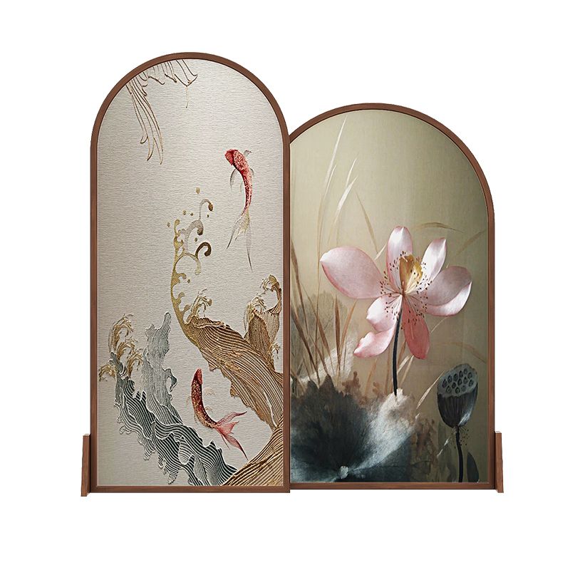 Minimalist Translucent Screen Divider with 2 Panels, Double Sided Print, Gauze Material, and Independent Style
