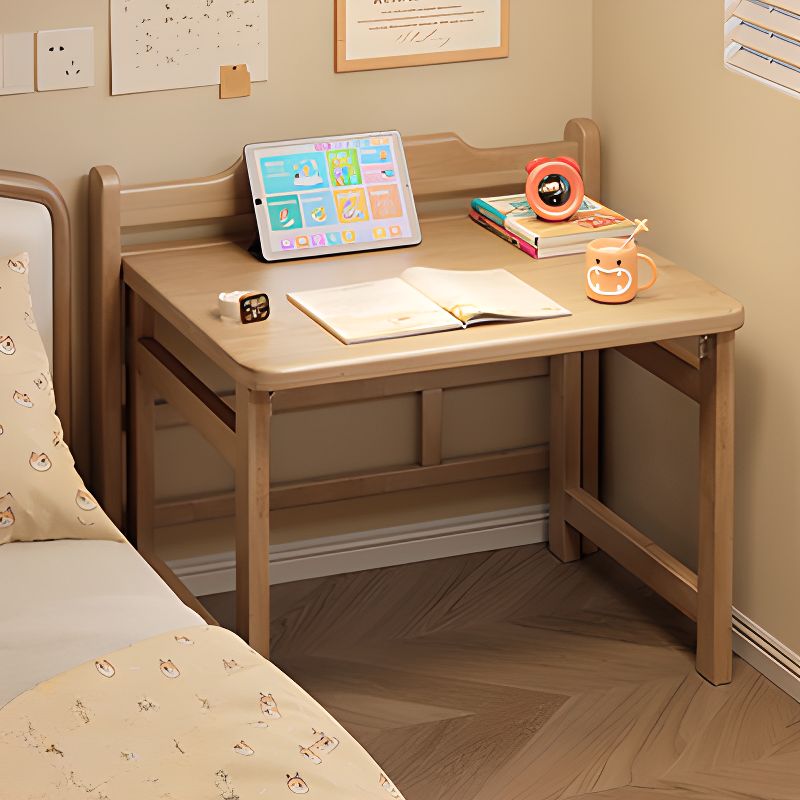 Modern Rectangular Auburn/Unfinished Natural Wood Compact Writing Table
