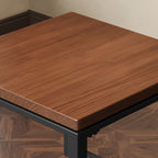 Industrial Rectangle/Square Solid Wood Table with Eased Edges, No Seating, and Assembly Required