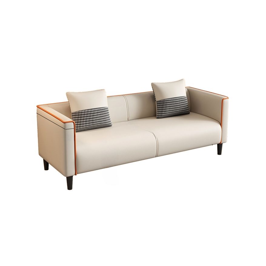 Trendy Solid Color Water Resistant Standard Sofa/Loveseat in Dark Gray/Beige/Amber Color with Arm, 2 People/Seats 3, and 2 Pillows