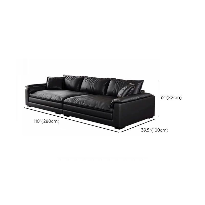 Modish Solid Color Stain Resistant Standard/Single Sofa in Black for 4/3/5 Person with 2 Pillows