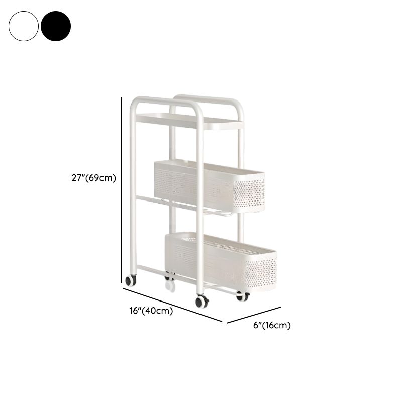 Portable Center with Wheels, Drawer, 4/3/2 Drawers, Exterior Shelving, Metal Countertop, Open Storage, Black/White Top