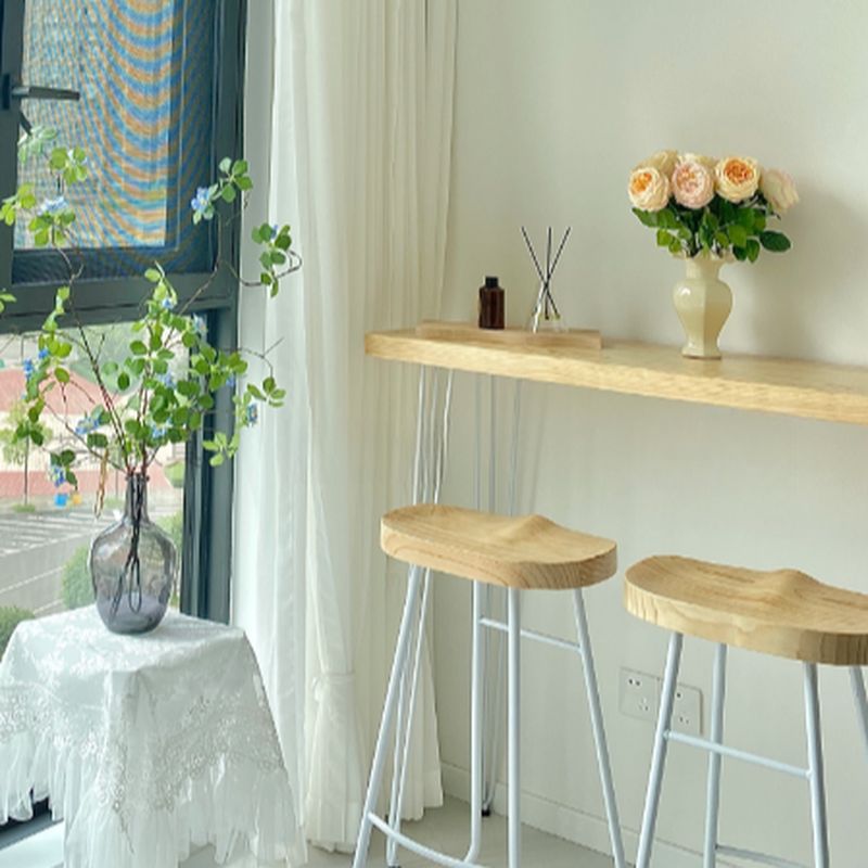 Modern Pub Table with Natural Wood Top and Four Legs in Wood Grain, Rectangular Shape