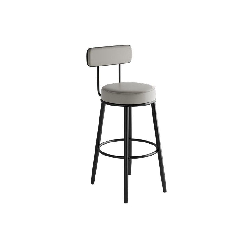 Casual Rawhide Bar Stools in White/Blue/Emerald Green with Back and Round Top, Featuring Leg Rest