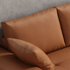 Modern Solid Color Scratch-defiant Standard Sofa in Pu with Dark Grey/Ivory/Coffee Upholstery, 4-seater/3-seater, and 2 Pillows