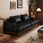 Contemporary Modern Solid Color Scratch-durable Standard Sofa in Pu Leather with Gray/White/Light Brown Upholstery, 2-seater with 2 Pillows