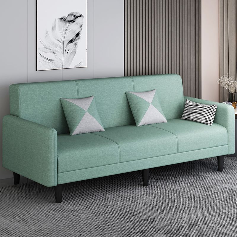 Convertible Sofa in Gray/Cerulean/Off-White with Armrest and 3 Pillows