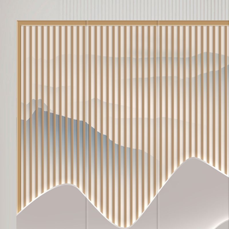 Indoor Opaque Folding Natural Wood Temporary Wall Panels with 6 Panels, Double Sided Print, and Self-supporting Design