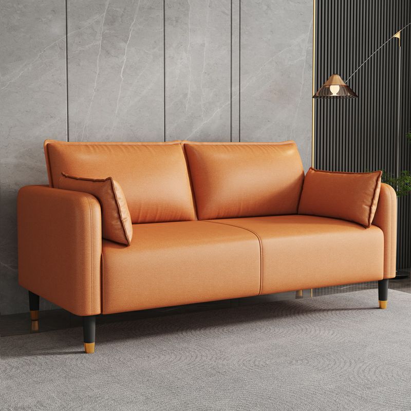 Modern Faux Leather Loveseat with Pillow Back and Foam Seat Fill
