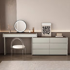 Light Brown Simplistic Natural Wood Makeup Vanity with 8 Drawers in Standard/Large Size