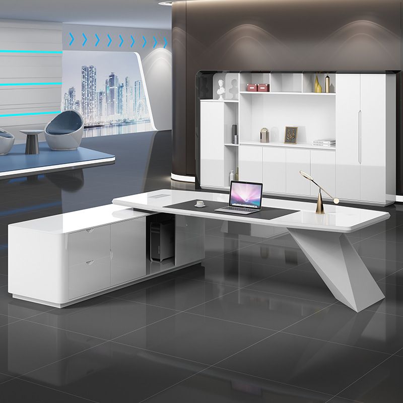 Watertight White Cabinet with 2 Drawers, Stump Base, 1 Exterior Shelf, Cable Management, and Cooling Hole