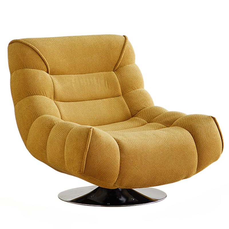 Art Deco Solid Color Side Chair with Sewn Pillow Back in Yellow/Olive/Light Brown, Rotatable and Reclining