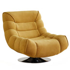 Art Deco Solid Color Side Chair with Sewn Pillow Back in Yellow/Olive/Light Brown, Rotatable and Reclining