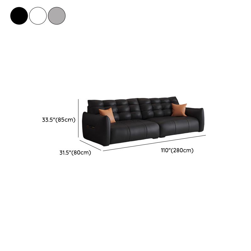 Tear Resistant Standard Sofa with Pu/Flannel Upholstery in Black/White/Light Green