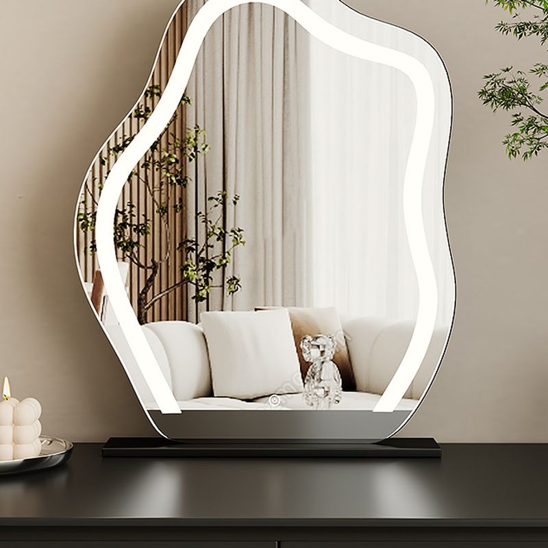 Modish Large Vanity Set with Laminate Table Top, White Chair, 8 Drawers, Light Up Mirror