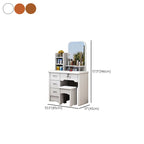 Simple Standard Auburn/Chalk Timber Vanity Set with Drawers, Standing Mirror and Seat