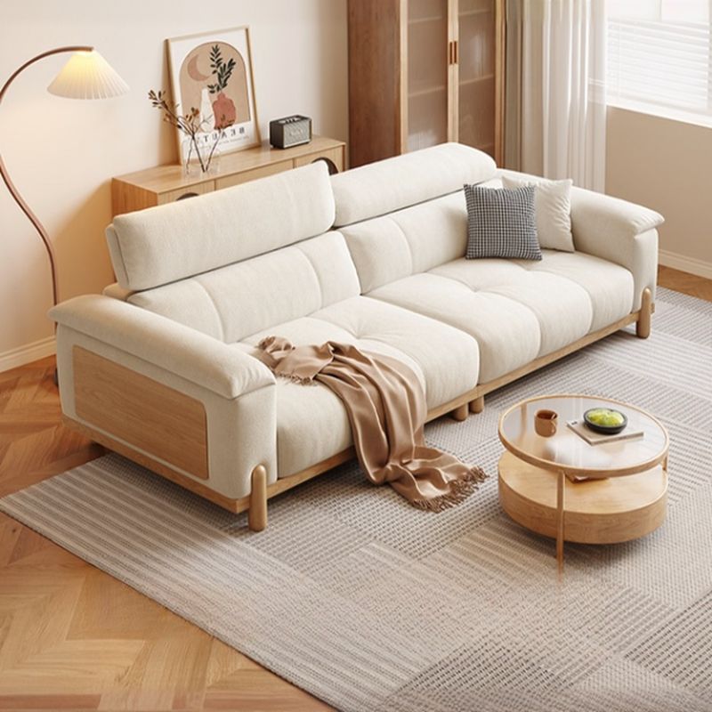 Contemporary Modern Solid Color Scratch-immune Standard Sofa/Single Sofa in Off-White for 2 People/Seats 1 with 2 Pillows/1 Pillow