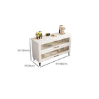 Modish Rectangle Kitchen Island with 2 Interior Shelves, Stone Countertop, Drawer Pulls, and White Finish