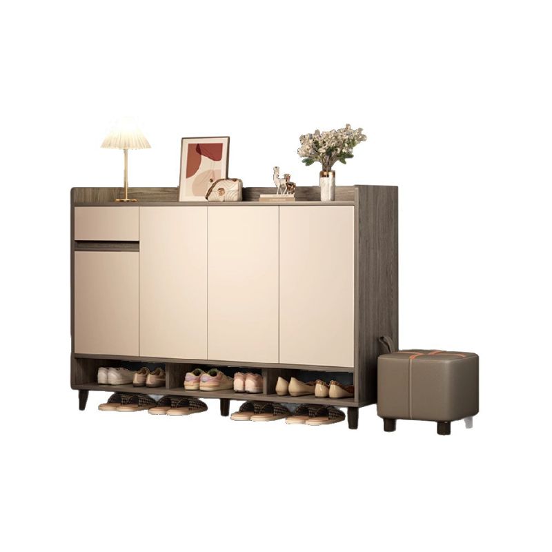 Reclaimed Wood 5 Tiers Shoe Wardrobe with Shelf, Compartments, Cabinet Door, Dustproof, and Closed Back