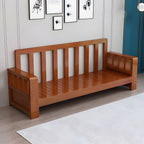 Modern Farmhouse Sofa in Solid Wood with Square Arms for Living Room