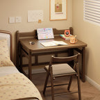 Modern Rectangular Auburn/Unfinished Natural Wood Compact Writing Table