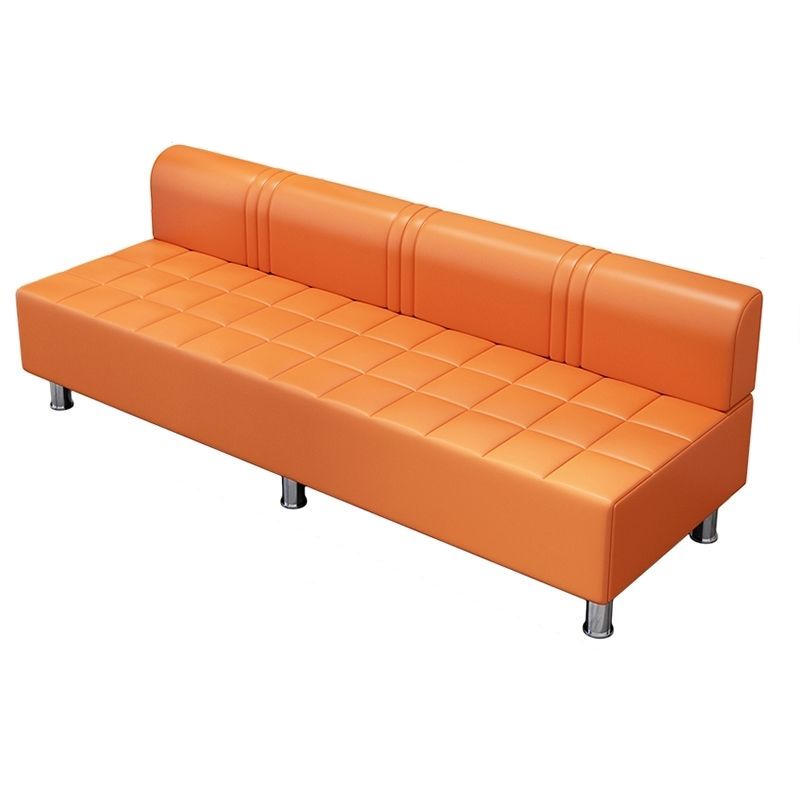Contemporary Faux Leather Grey/Cerulean/Apricot Sofa for The Parlor