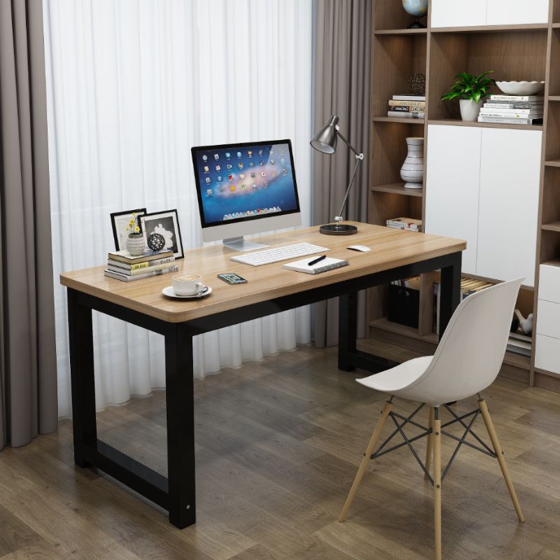 Modern Rectangular Laminate Writing Table in Chalk/Unfinished Color