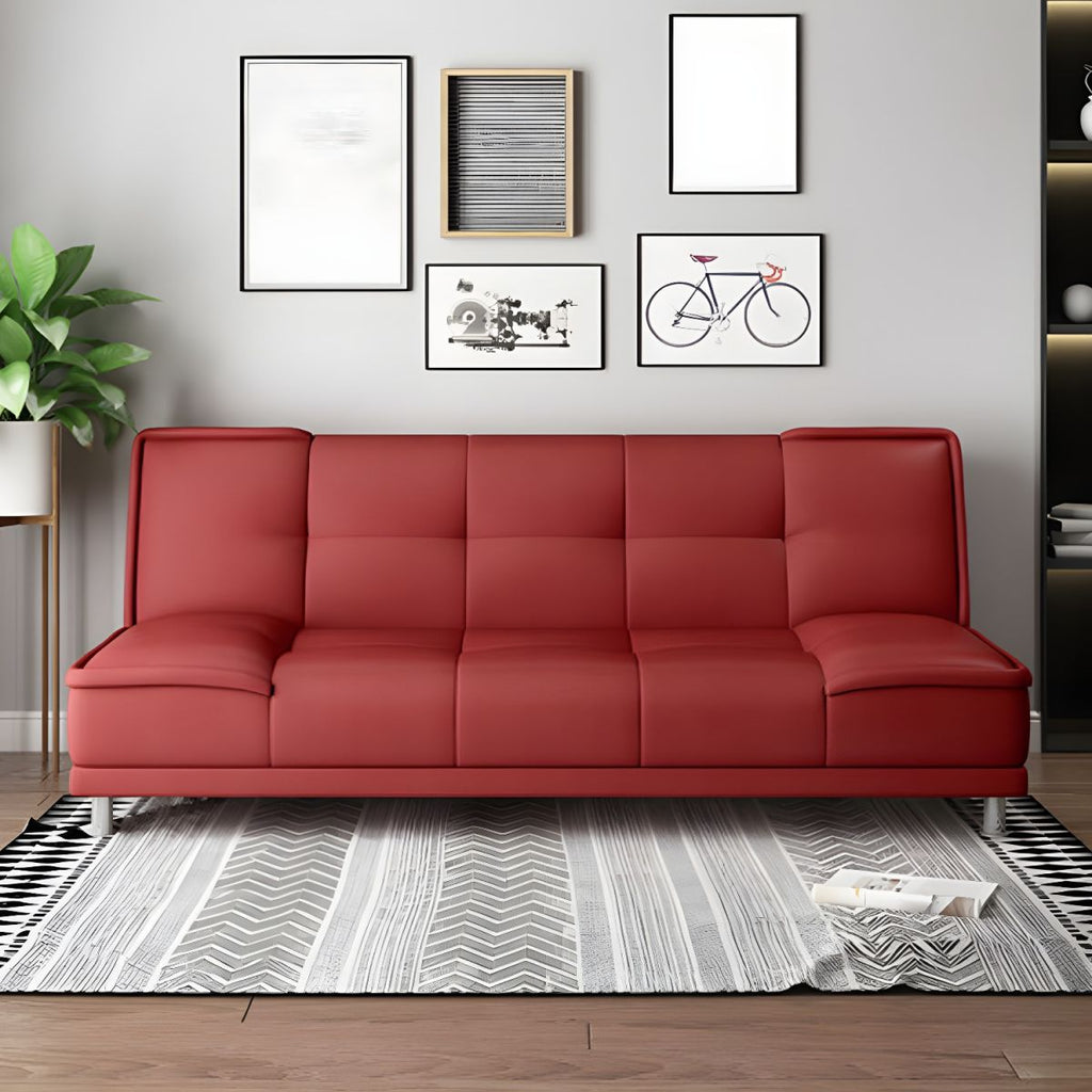 75"Modern Minimalist Armless Foldable Sleeper Leather Settee