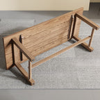 Contemporary Light Brown Solid Wood Kitchen & Dining Table with Trestle Base and Fixed Table for 6-person Seating