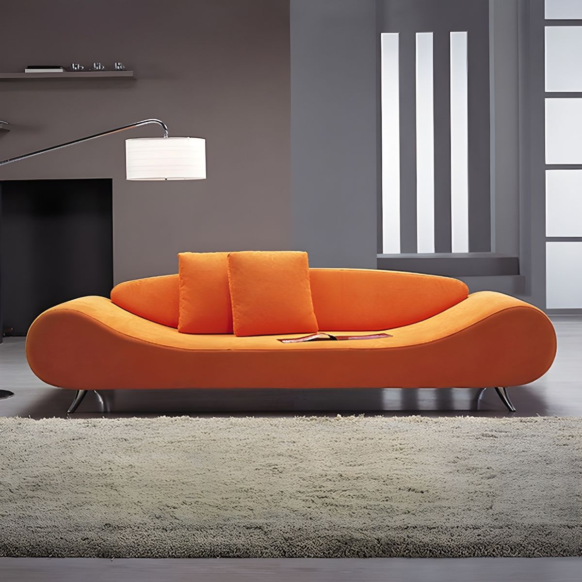 Armless Sofa 25.59" High Contemporary for Apartment Wooden Frame