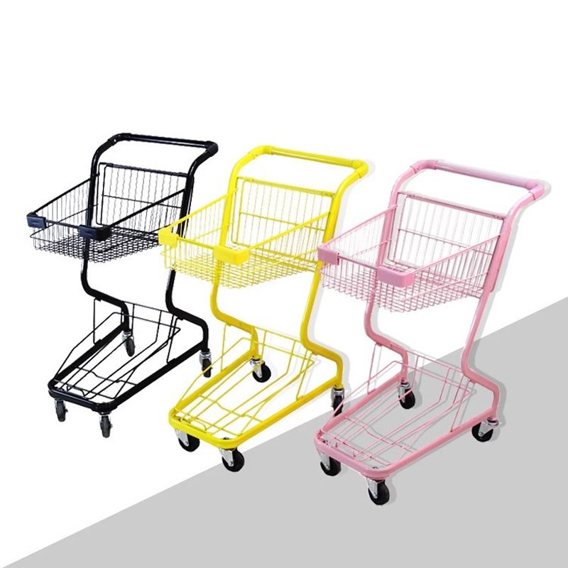Steel All Ages Office Rolling Cart with 2 Tiers, Handle & Casters, Multi Color