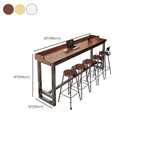 Simplistic Pub Table with Natural Wood Trestle Base in White/Auburn/Natural Finish, Rectangular with Foot Pedestal