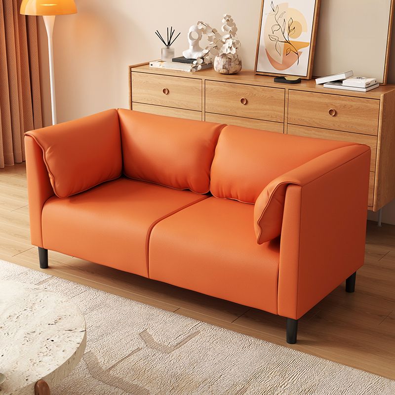 Contemporary Modern Solid Color Stain Resistant Loveseat in Navy Blue/Sage/Amber Color with 2 Pillows, 2-seater