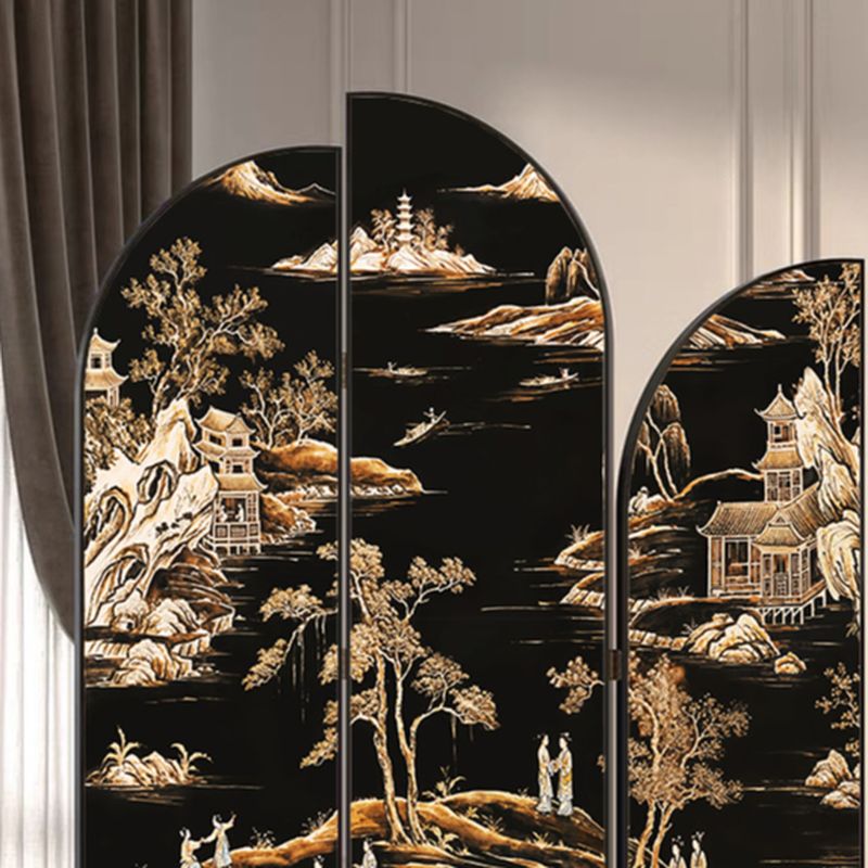 Minimalist Opaque Natural Wood Fold-up Screen Divider with 3 Panels, Double Sided Print, and Independent Design