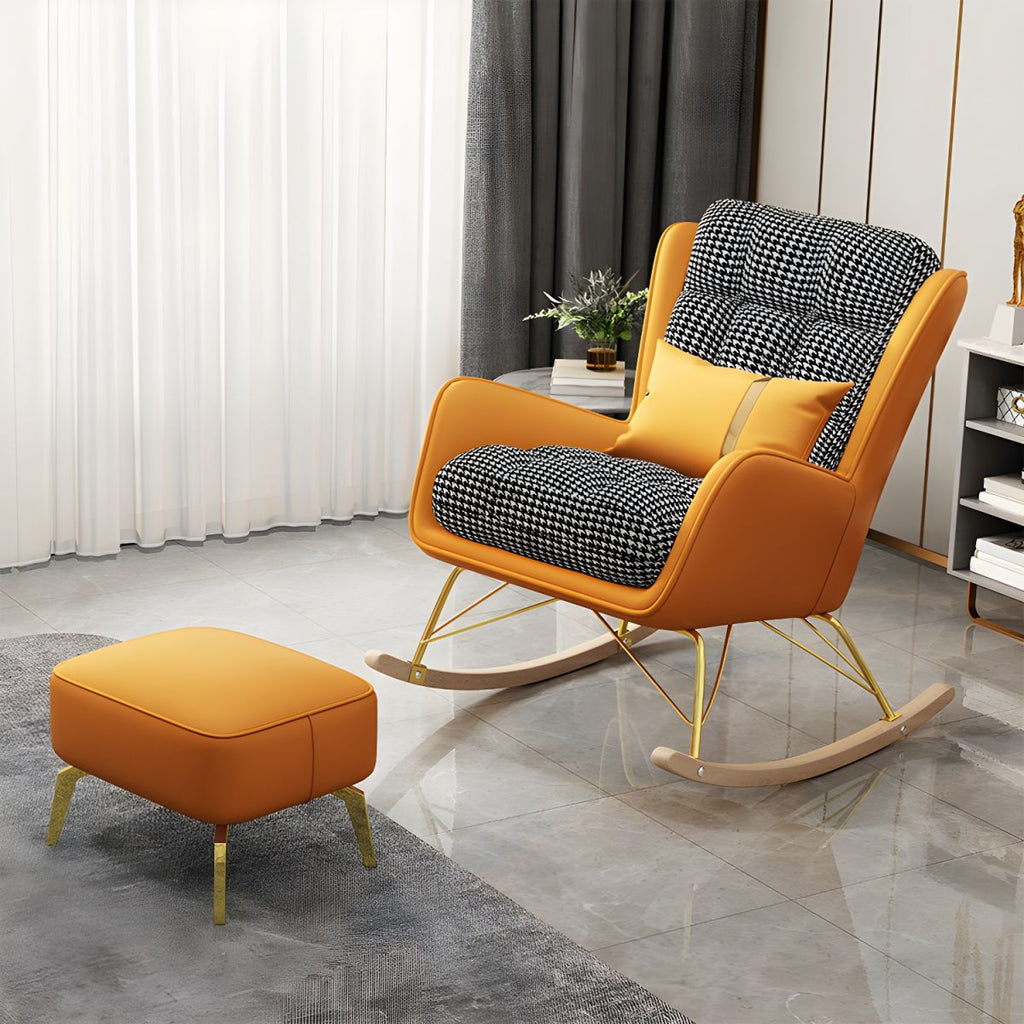 Modern Style Rocker Chair Metal Frame Spindle Rocker Chair with Cushion