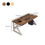Gaming Computer Desk in Midnight Black/Brown/Natural Finish, Minimalist Style, Distortion-resistant Sled Base, Independent Structure with Wire Management and Engineered Wood Top