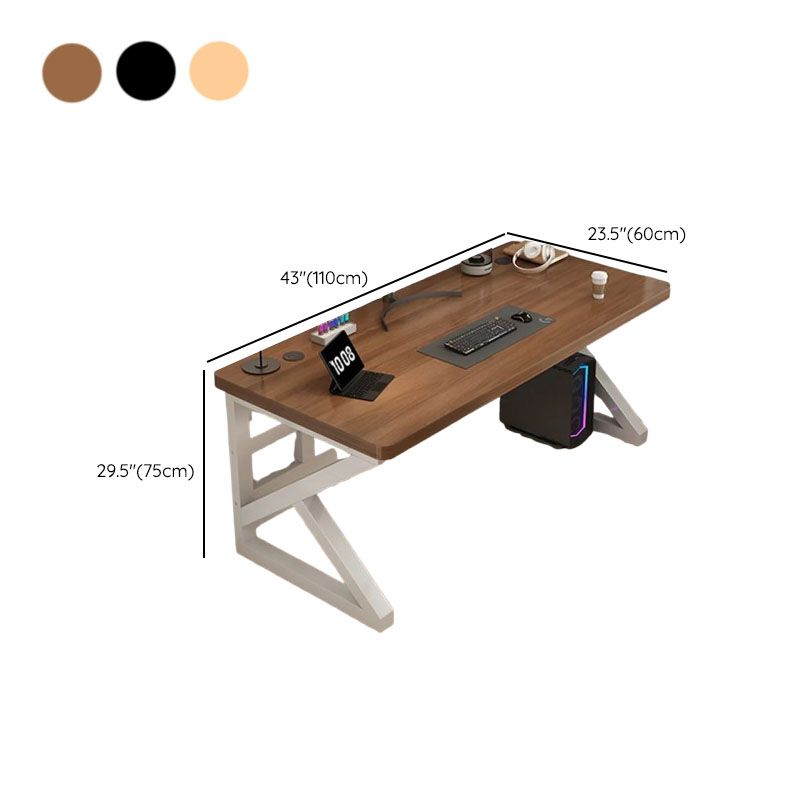 Gaming Computer Desk in Midnight Black/Brown/Natural Finish, Minimalist Style, Distortion-resistant Sled Base, Independent Structure with Wire Management and Engineered Wood Top