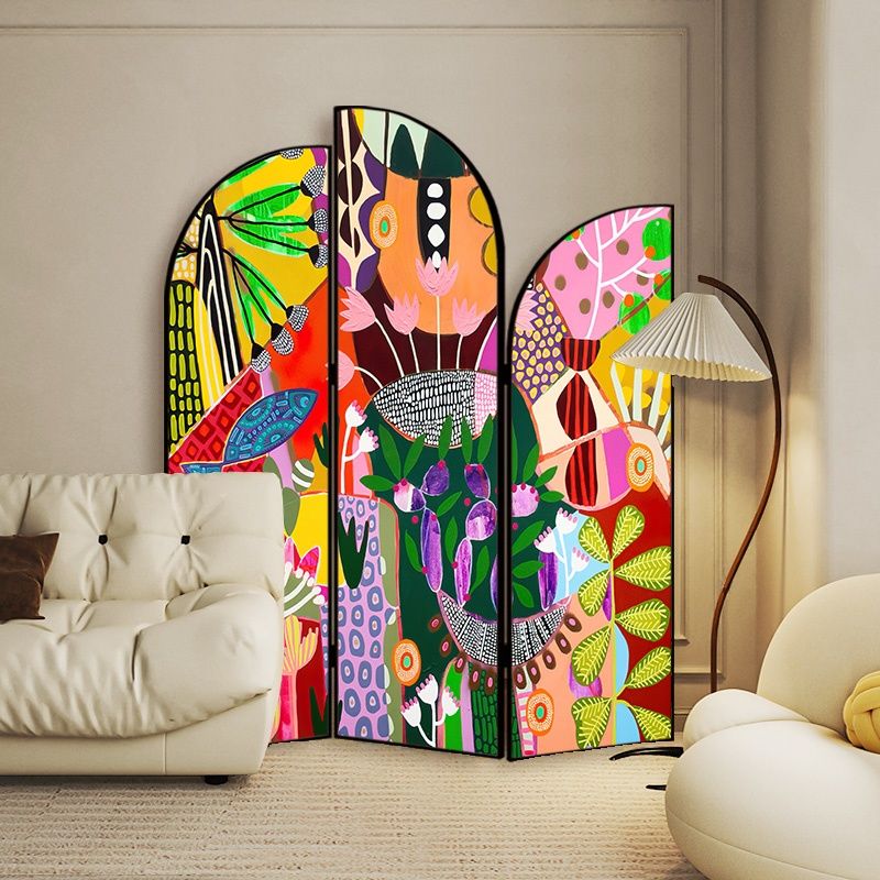Screen Divider Minimalist Opaque Fold-up with Laminate Frame, 3 Panels, Double Sided Print, and Independent Design